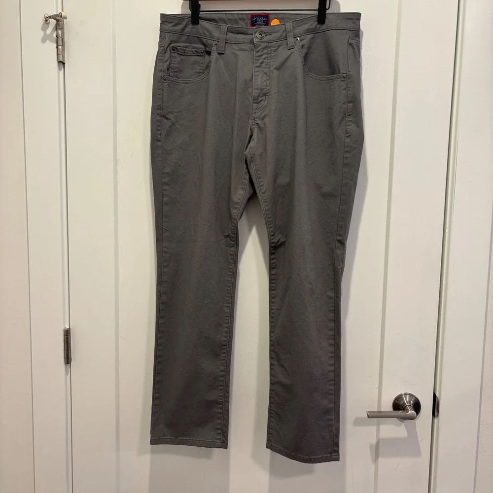 UNTUCKit Mens Straight Fit Grey Chino‎ Pants 35x30 Cotton Stretch 5-Pocket
